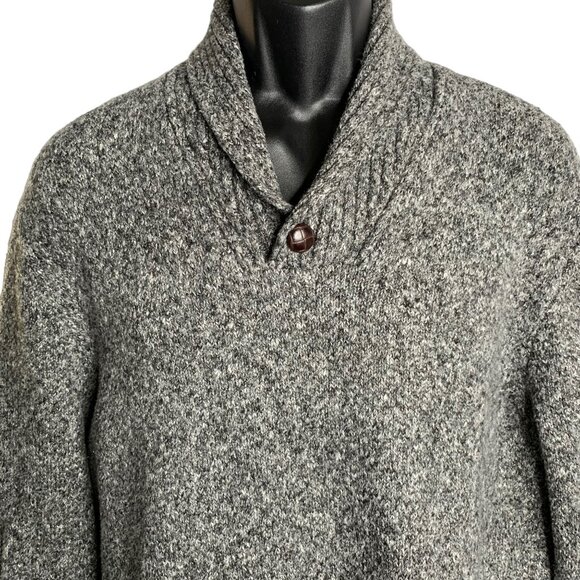 Old Navy Heavy Knit Pullover Sweater XL Marled Grey Shawl Collar One Button - Picture 2 of 6